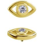 Gem Eye Threaded Stud Earring, 18k Yellow Gold