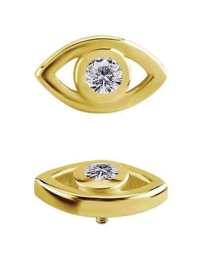 Gem Eye Threaded Stud Earring, 18k Yellow Gold