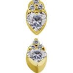 Heart with Trinity Threaded Stud Earring, 18k Yellow Gold
