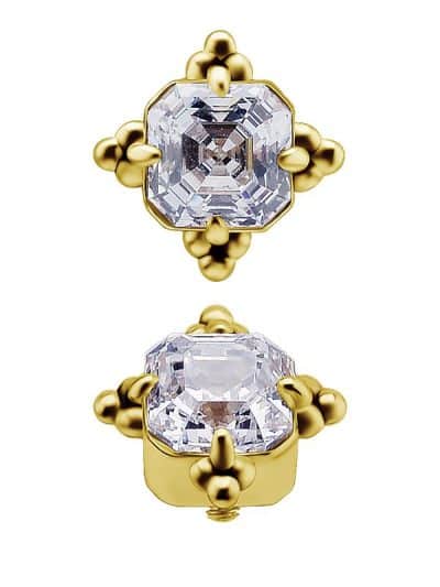 Imperial Cut Gem Threaded Stud Earring, 18k Yellow Gold