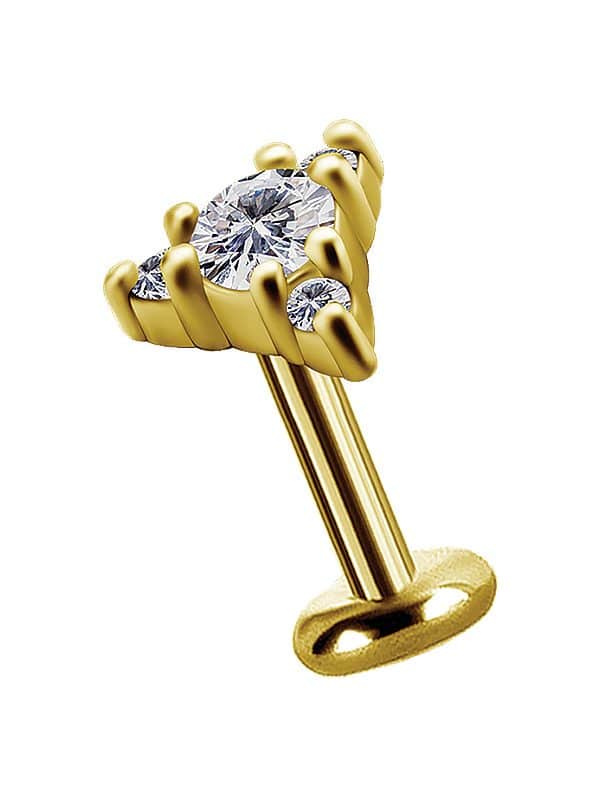 Trinity Cluster Threaded Stud Earring, 18k Yellow Gold