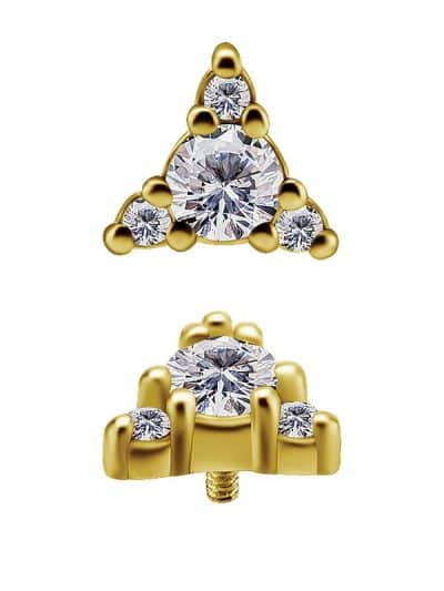 Trinity Cluster Threaded Stud Earring, 18k Yellow Gold