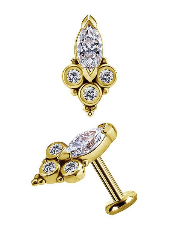 Pugione Cluster Threaded Stud Earring, 18k Yellow Gold