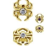 Gem Spider Threaded Stud Earring, 18k Yellow Gold