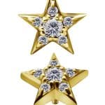 Pave Star Threaded Stud, 7mm, 18k Yellow Gold