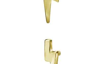 Lightning Bolt Threaded Stud Earring, Mini, 18k Yellow Gold