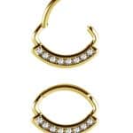 8-Gem Daith Clicker Earring, 18k Yellow Gold, 8mm Oval