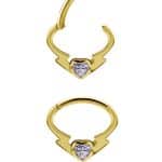 Lightning Heart Daith Clicker Earring, 18k Yellow Gold, 8mm Oval