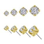 Prong Set Diamond Push-In Stud Earring, 18k Yellow Gold