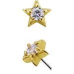 Mini Gem-Star Push-In Stud Earring, 18k Yellow Gold