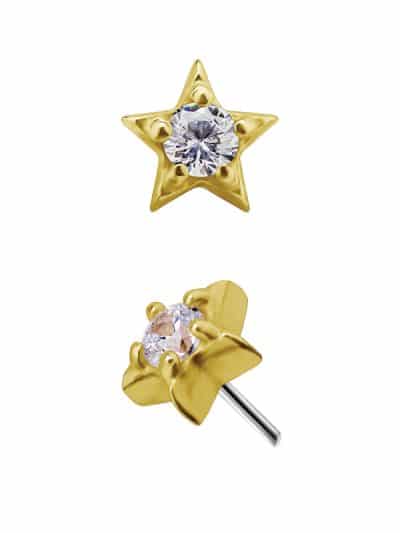 Mini Gem-Star Push-In Stud Earring, 18k Yellow Gold