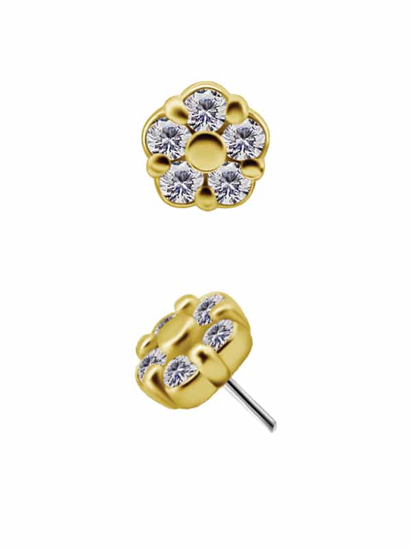 Mini Flower Push-In Stud Earring, 18k Yellow Gold