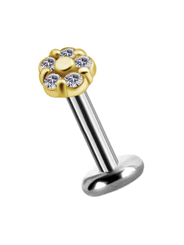 Mini Flower Push-In Stud Earring, 18k Yellow Gold