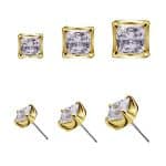 Square Premium Push-In Stud Earring, 18k Yellow Gold