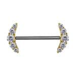 Nipple Barbell 5 Cluster, Push-In, 18k Yellow Gold