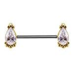 Nipple Barbell Beaded Drop, Push-In, 18k Yellow Gold