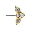 Nipple Barbell 3 Cluster, Push-In, 18k Yellow Gold
