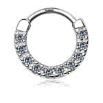 Pave CZ Daith Clicker Earring, 14k White Gold, 10mm