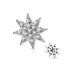 Pave Starburst Threaded Stud Earring, 14k White Gold