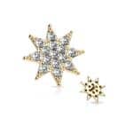Pave Starburst Threaded Stud Earring, 14k Yellow Gold