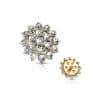 Paved Round Flower Threaded Stud Earring, 14k Yellow Gold