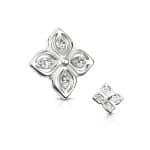 4-Petal Flower Threaded Stud Earring, 14k White Gold