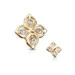 4-Petal Flower Threaded Stud Earring, 14k Yellow Gold
