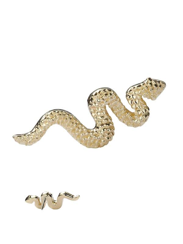 Slithering Snake Push-In Stud Earring, 14k Yellow Gold