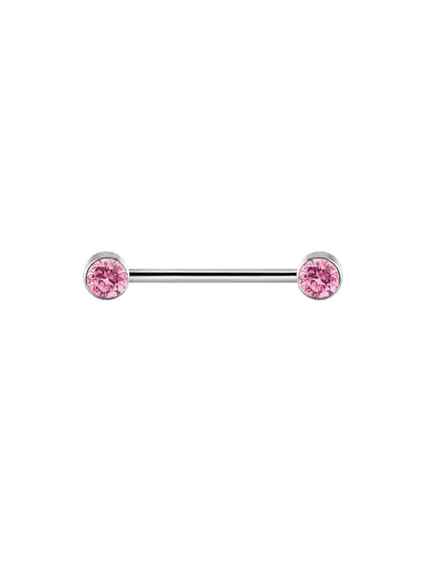 Nipple Barbell with Gems, Titanium