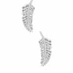 Junipurr Feather Push-In Stud Earring, 14k White Gold
