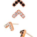 Junipurr Pave Chevron Push-In Stud Earring, 14k Rose Gold