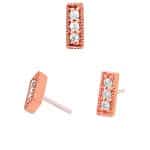 Junipurr Pave Bar Push-In Stud Earring, 14k Rose Gold