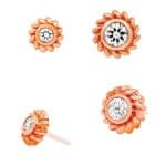 Junipurr Braided Gem Push-In Stud Earring, 14k Rose Gold