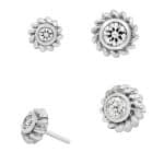 Junipurr Braided Gem Push-In Stud Earring, 14k White Gold