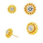 Junipurr Braided Gem Push-In Stud Earring, 14k Yellow Gold