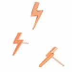 Junipurr Lightning Bolt Push-In Stud Earring, 14k Rose Gold