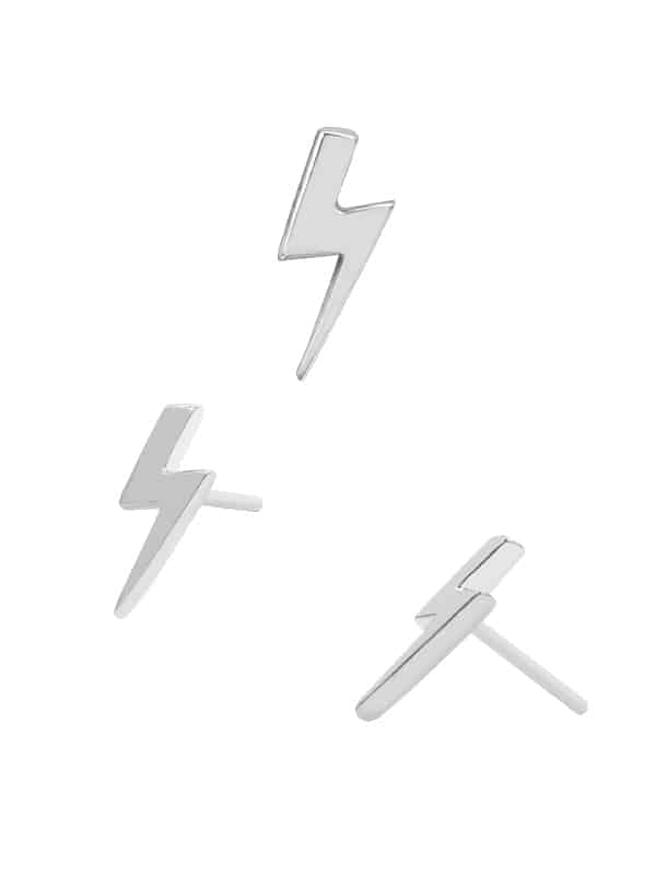 Junipurr Lightning Bolt Push-In Stud Earring, 14k White Gold