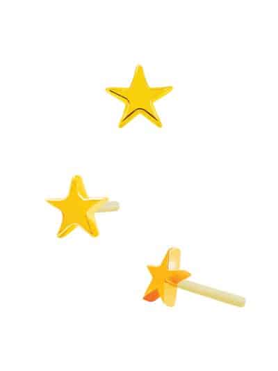 Junipurr Star Push-In Stud Earring, 14k Yellow Gold