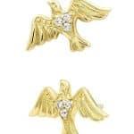 Junipurr Dove Push-In Stud Earring, 14k Yellow Gold