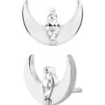 Junipurr Guardian Moon Push-In Stud Earring, 14k White Gold