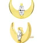 Junipurr Guardian Moon Push-In Stud Earring, 14k Yellow Gold
