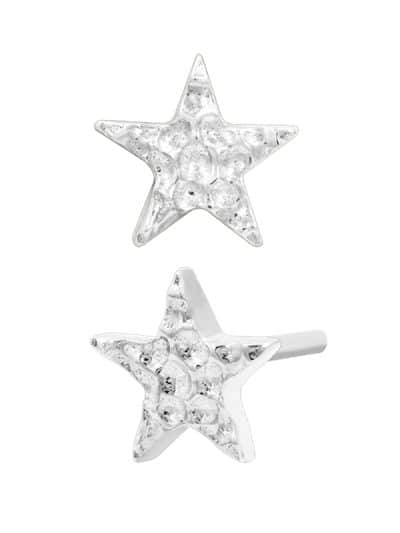 Junipurr Hammered Star Push-In Stud Earring, 14k White Gold