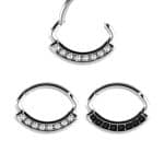 8-Gem Daith Clicker Earring, Steel, 8mm Oval