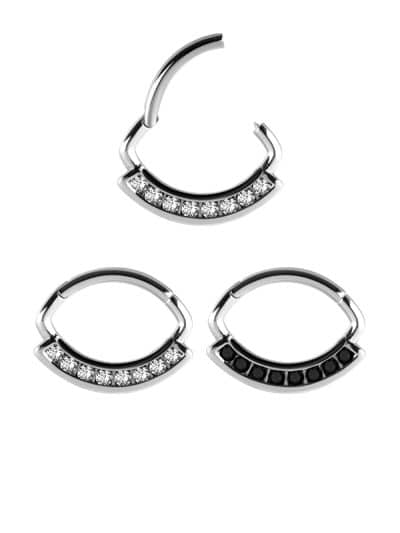8-Gem Daith Clicker Earring, Steel, 6mm Oval