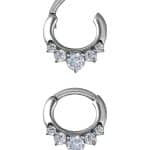5-Gem Daith Clicker Earring, Steel, 6mm