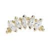 Marquise Cluster w Tribeads Threaded Stud Earring, 14k Yellow Gold