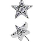 Pave Star Threaded Stud Earring, CoCr NF
