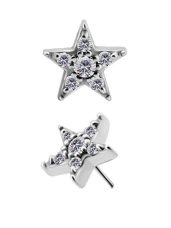 Pave Star Threaded Stud Earring, CoCr NF