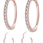 Pave Ring Eternity Clicker Earring, Conch Ring, 16ga, 18k Rose Gold