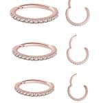 Pave Ring Eternity Clicker Earring, 16ga, Small, 18k Rose Gold